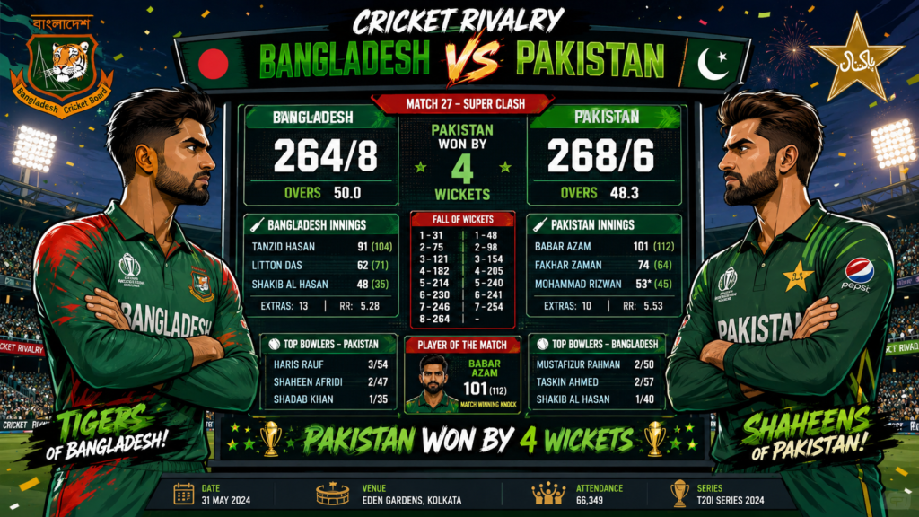 Bangladesh National Cricket Team Vs Pakistan National Cricket Team Match Scorecard 2026