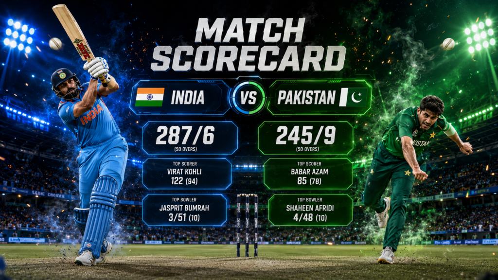 India National Cricket Team Vs Pakistan National Cricket Team Match Scorecard