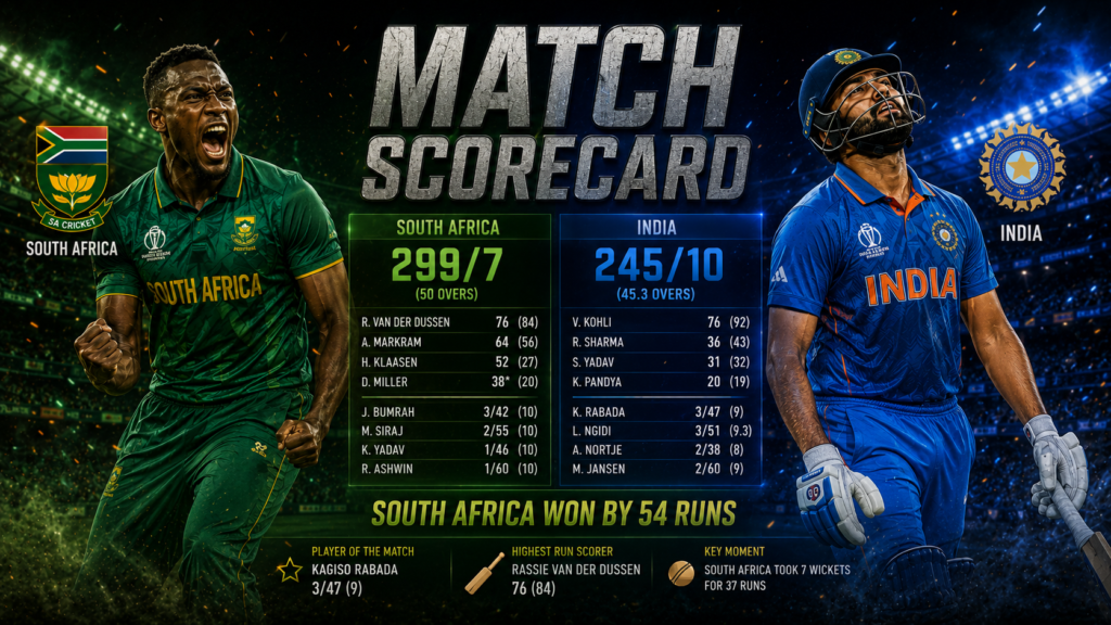 India National Cricket Team Vs South Africa National Cricket Team Match Scorecard