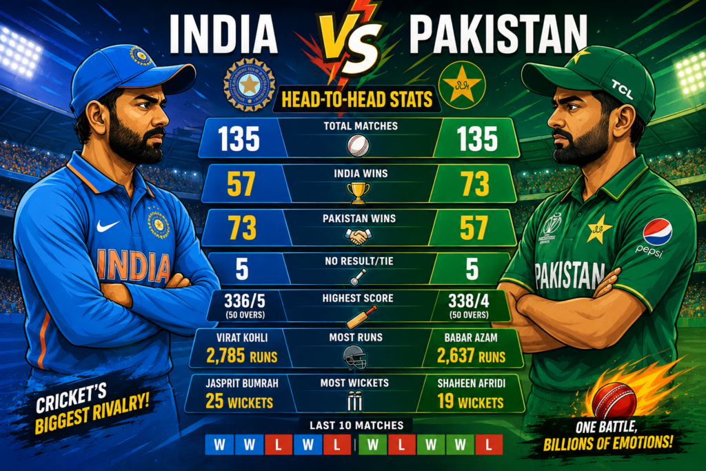 India National Cricket Team Vs Pakistan National Cricket Team Stats