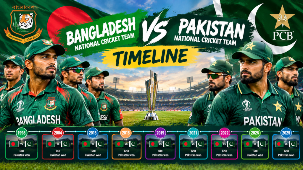 Bangladesh National Cricket Team vs Pakistan National Cricket Team Timeline